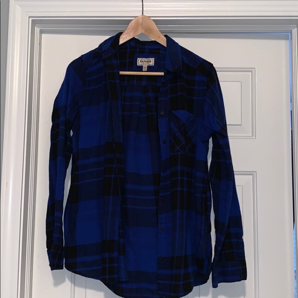 Blue and black fuzzy flannel